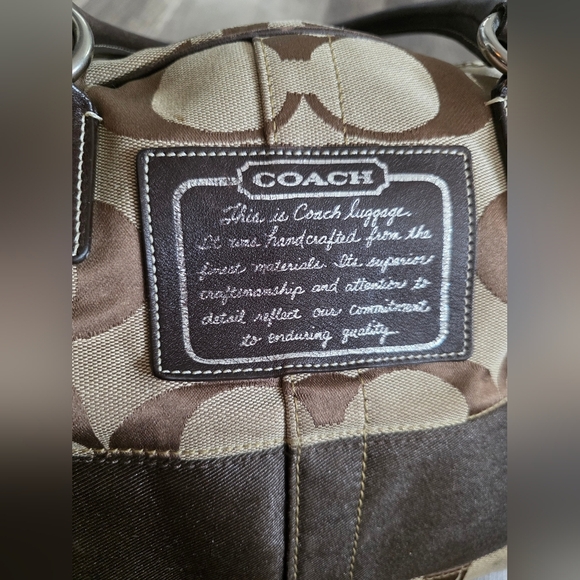 Vintage 2000s COACH Duffle Bag Luggage Qeekender Jacquard Canvas Brown Preppy - Picture 2 of 16